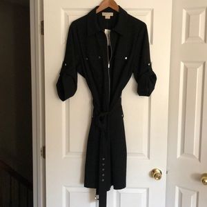 NWT Michael Kors Woman Black Belted Shirtdress 2X